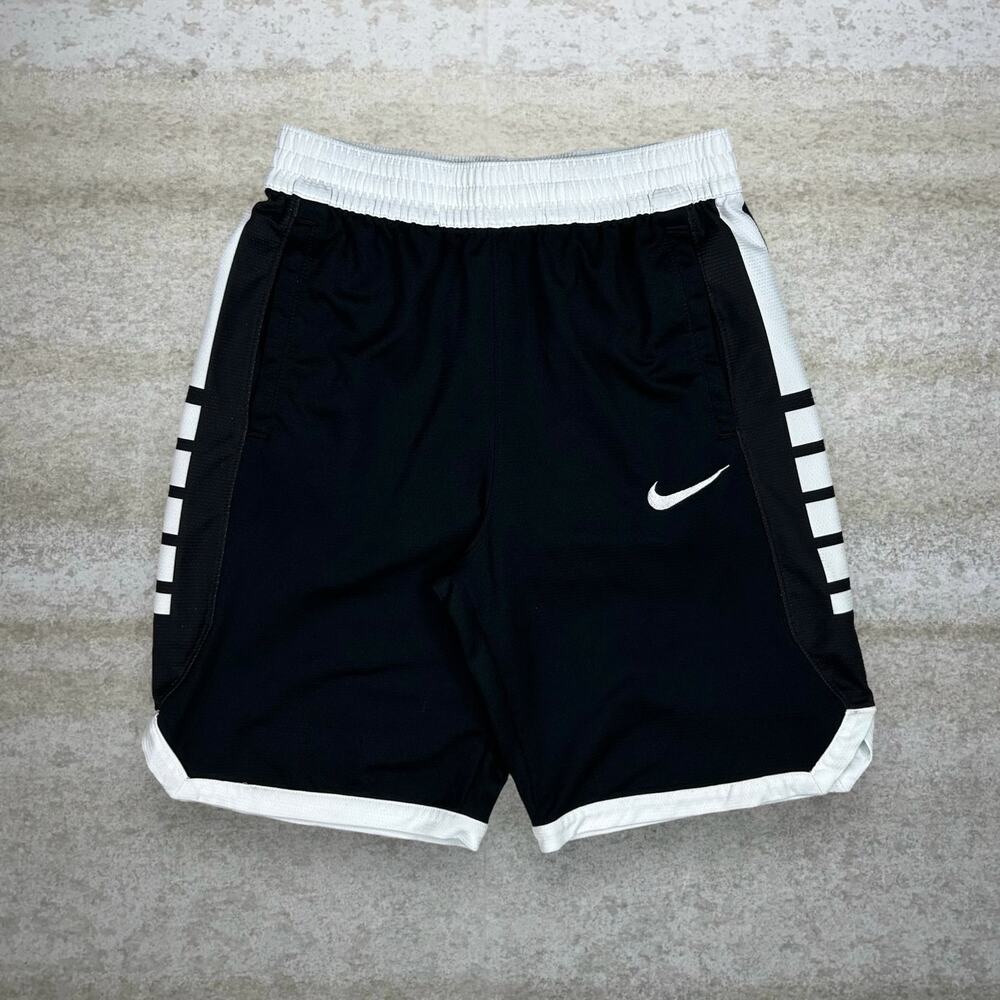 Vintage Y2K Nike Elite Shorts Youth L Jet Black Polyester White Swoosh